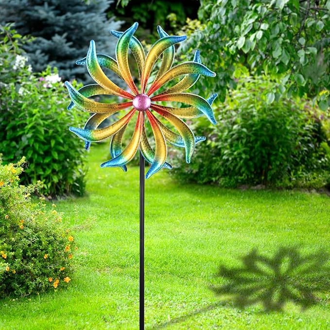 WONDER GARDEN Wind Spinner, 5 FT Kinetic Wind Sculpture Outdoor Clearance Metal Wind Spinners for Outdoor Yard Patio Lawn & Garden