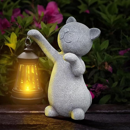RICHIE Statues for Garden Decor，Solar Cat Outdoor Statues Outside Decor for Yard Art Lawn Ornaments Porch Patio Balcony Hoe House - Birthday for Grandma Mom Women