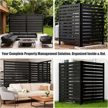 38" W x 42" H x 3 Modular Privacy Screen Kit, 3-Panel Wrought Iron Fence System for Custom Backyard & Patio Enclosures - Hides Multiple AC Units or Creates Dividers