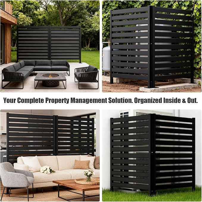 38" W x 48" H Outdoor Privacy Fence Panels, Wrought Iron Privacy Screen for Backyard & Patio - Also as Air Conditioner Cover, Pool Equipment & Trash Can Enclosure