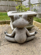 Meditating Frog Stone Garden Statue | Outdoor Animal Sculpture Toad Ornament Decor Decoration