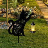 Bshine Cat Solar Light Outdoor Garden Decoration, Waterproof Metal Stake Black Outdoor Statue Lantern, Lawn Ornaments for Yard, Path, Patio, Sculpture Black Cat Memorial Gift