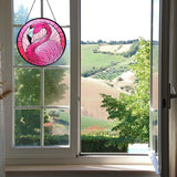 Flamingo Stained Glass Window Hanging 7.87inch Bird Light Sun Catcher Gifts for Women Wall Decor Handmade Flamingo SunCatcher Decoration for Garden Home Decor