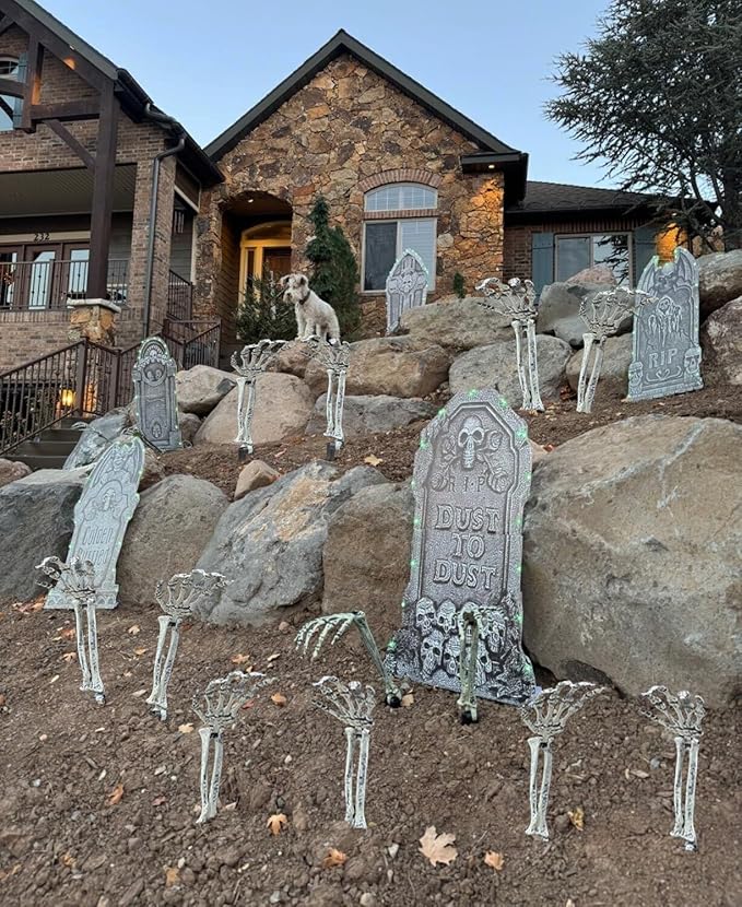 AISENO 6PC Realistic Skeleton Arm Stakes Halloween Decorations for Lawn Stakes Garden Groundbreaker Halloween Skeleton Decoration