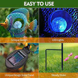 HONGLAND Solar Outdoor Lights -Metal Fish Decorative Stake- Garden Colorful LED Solar Path Lights for Lawn Path Yard Decoration Gift Idea