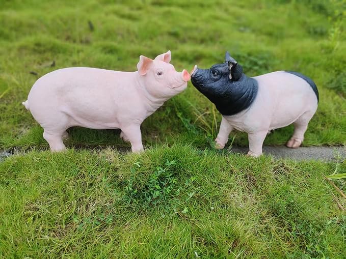 HOUDE Cute Pig Sculpture, 20.08 inches Long, decorates Outdoor Art Gardens, courtyards, lawns, and Indoor Public Spaces Such as Living Rooms and Balconies. (Black)