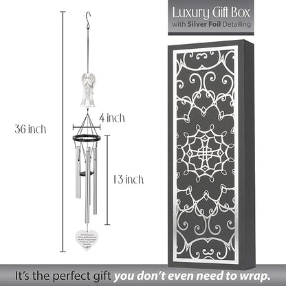 Memorial Wind Chimes with Celtic Angel & Heart - Goodbyes are Not Forever - Sympathy Gift for Loss of a Loved One