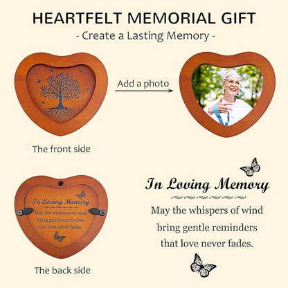 Memorial Wind Chimes with Photo Frame – 32" Outdoor Bereavement Wind Chimes for Loss of Loved One, in Loving Memory Sympathy Gift, Memorial Garden & Patio Wind Chime Decor