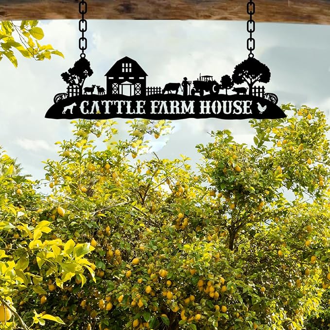 Personalized Metal Farm Sign, Customized Family Name Ranch Sign, Large Last Name Sign for Farmhouse Decoration, Outdoor Farm Wall Art, Welcome Sign, Entrance Gate Sign, Farm Lovers Gift, Garden Decor