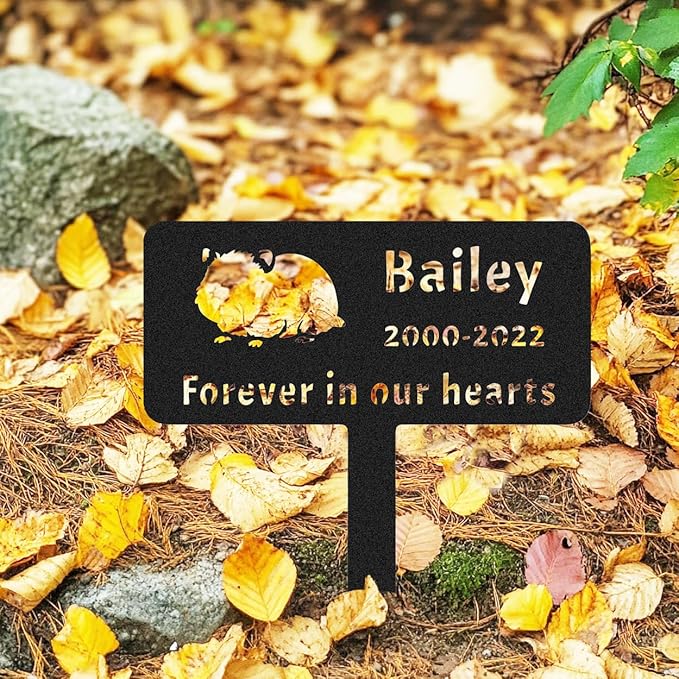 Personalized Pet Hamster Memorial Garden Stake Grave Marker, Custom Metal Hamster Memorial Grave Marker Stake Outdoor for Loss of Pet Remembrance Gifts Hamster Memorial Plaque Stake