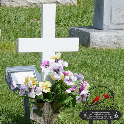 Rngmsi Cardinal Grave Decorations for Cemetery, Metal Memorial Stakes Grave Decorations for Loss of Mother Father Cardinal Decor Plaques Markers for Cemetery Humans Outdoor Yard Garden