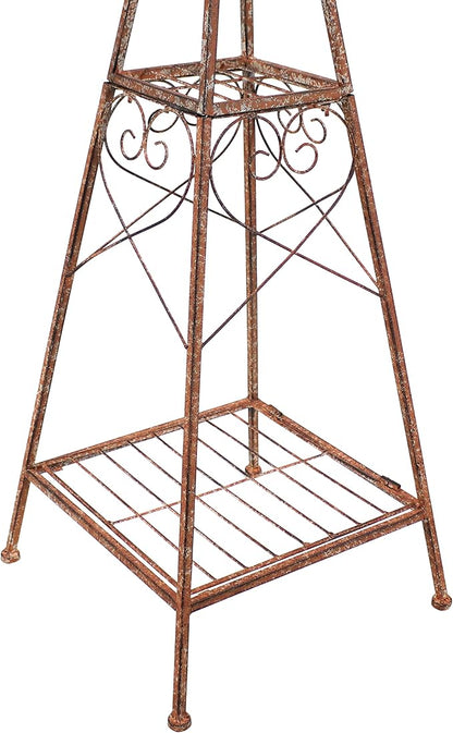 Sunnydaze 51-Inch Rustic Windmill Metal Garden Statue with Tiers - Yard Art, Lawn and Garden Sculpture Decor - Brown/Copper