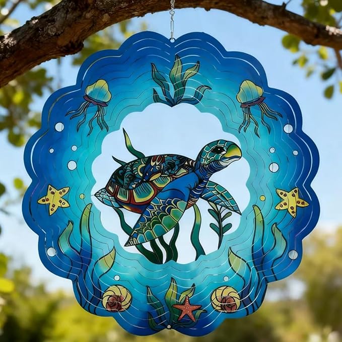 Colorful Wind Chimes Spinner Decorate Your Garden with This 12-inch Stainless Steel Wind Spinner Outdoor Clearance Metal 3D Hanging Decor Wind Sculptures for Lawn Yard Perfect Ornament Gift