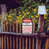 Funny No Trespassing Sign, Metal Warning Tin Signs, Violators will be shot Survivors will be shot again, Yard Sign Garage Farm Garden Wall Decor Sign Plaque Outdoor for Home Fence 8 X 12 Inches
