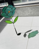 Flower Suncatchers, Stained Glass Window Hangings, Garden Suncatchers for Window and Wall Decor (B-Green)