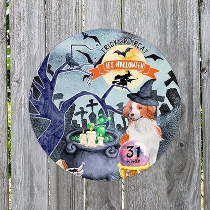 Retro Metal Sign 12"x12",Happy Halloween Scary Night Grave Witch Bats Trick Or Treat Dog Aluminum Tin Metal Sign for Home Living Room Bedroom Garden Farm Patio Decor Wall Art Poster
