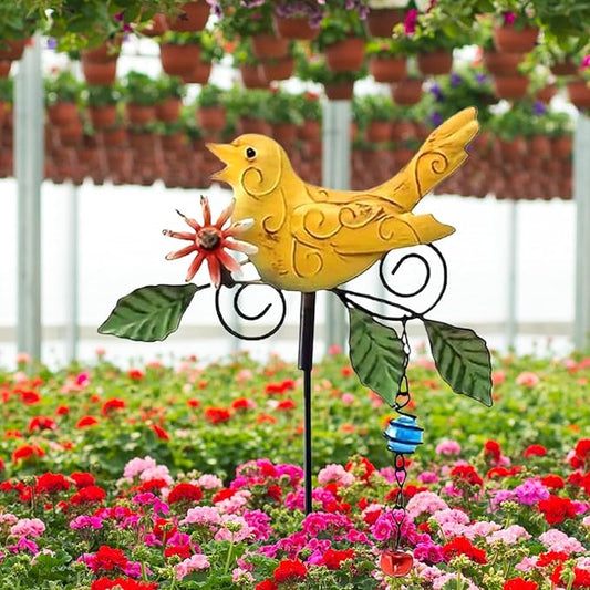 Metal Bird Decorative Garden Stakes,Outdoor Spring Garden Decor,Indoor Lawn Pathway Patio Ornaments,14.2 Inch Metal Garden Decor Shaking Head Yard Art