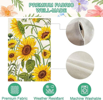 Baccessor Spring Summer Sunflower House Flag 28 x 40 Inch Double Sided Burlap Summer Yellow Flower Green Leaf Farmhouse Large Yard Flag Summer Holiday Seasonal Outdoor Outside Decoration