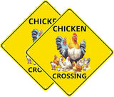 Chicken Crossing, Chicken Coop Signs for Chicken Crossing Bundle 2 Pieces Nene Crossing Farmhouse Wall Decor Garage Retro 12X12 Inch