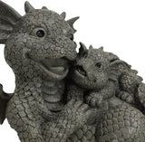 Ebros Garden Dragon Family Mommy and Me Time Statue 8" Long Cute Baby On Mother's Bosom Dragons Faux Stone Resin Finish Figurine Fantasy Home Decor