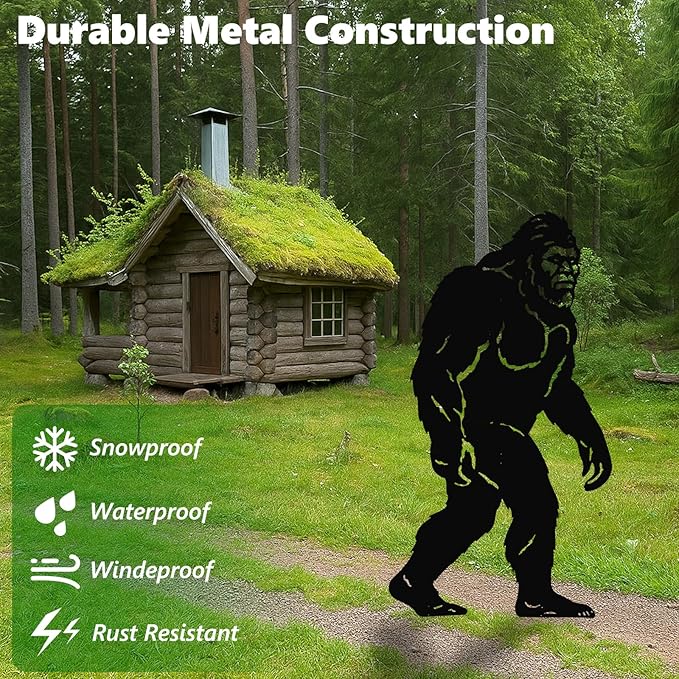 4ft Bigfoot Metal Outdoor Decor Big Foot Sasquatch Gifts for Men/Dad/Women, Chimpanzees Silhouette Statues for Yard Art, Garden, Patio, Backyard, Forests, Lawn Decorations(Classic Style)