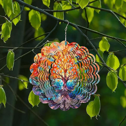 Wind Spinner-3D Stainless Steel Hanging Wind Catchers Kinetic,Hanging Ornament Outdoor Wind Spinner,12Inch Wind Spinners Outdoor Hanging for Gardens and Courtyards (Tree)