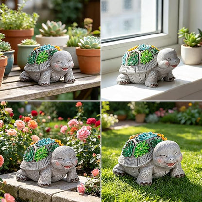 mocosa Solar Garden Statues Turtle and LED Lights Birthday Gifts for Women Mom Grandma Solar Outdoor Cat Decor for Outside,Outdoor Solar Lights for Yard, Garden and Patio, Unique Gift for Women