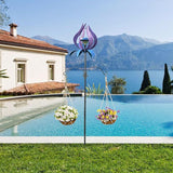Multifunction Solar Wind Spinner Outdoor with Shepherd Hooks MANORTANG 83 Inch Valentine Metal Large Landscape Light Double Coconut Basket LED Windmill Outdoor Decoration for Yard Patios (Purple)
