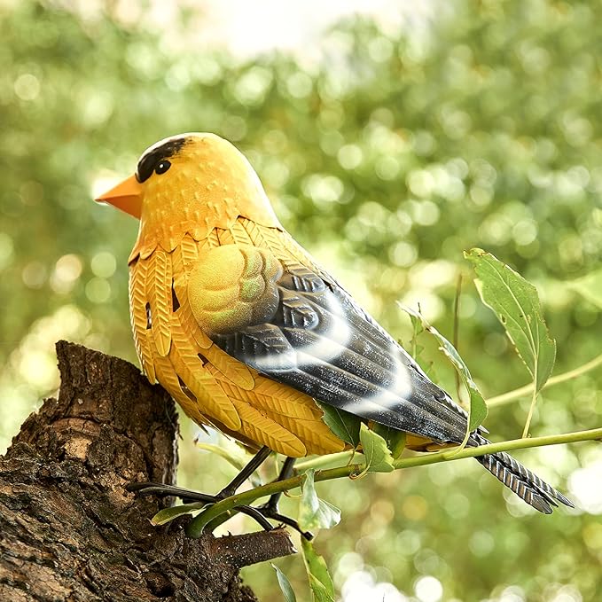 GUTE American Goldfinch Metal Garden Bird, Yard Sculpture Art - Large Realistic Standing Gold Finch Bird - Outdoor Fall, Winter, Spring, Summer Decoration - Decor - Perfect and Sympathy Gifts