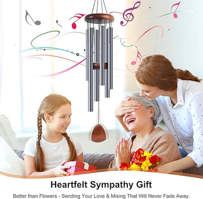 Bursvik Large Aluminium Wind Chimes 37 Inches to Create a Zen Atmosphere Suitable for Outdoor, Garden, Patio Decoration. Classic Wind Chimes with Wind Catcher Suitable as A Gift for Unisex(Blue Grey)