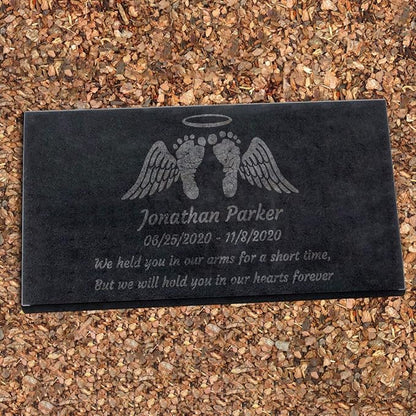 Black Granite Memorial Headstone Or Garden Memorial for Lost Infant or Child - Include You Personalized Text. Can be Used as a Sympathy Gift, Garden Stone or Grave Maker (24 x 12 x 4)
