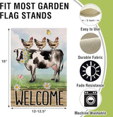 Artofy Welcome Spring Summer Farm Animals Small Decorative Garden Flag, Cow Chicken Hen Farmhouse Yard Lawn Outside Decor, Rustic Burlap Outdoor Home Decoration Double Sided 12 x 18