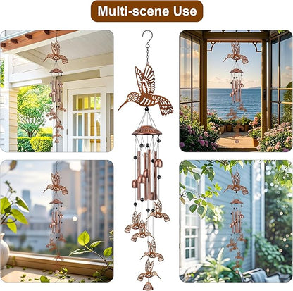 Outdoor Wind Chimes Hummingbird Sasquatch Gifts Metal Windchimes for Men/Women/Memorial Gift Metal WindChimes for Outside/Indoors, Home, Lawn, Porch, Patio, Garden Decor