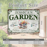 Custom Garden Signs Personalized Metal Tin Sign for Women, Retro Funny Welcome Metal Sign for Outdoor, Patio, Yard Rustic Home Decor Gifts for Mothers Day, Grandmas, and Gardening Lovers