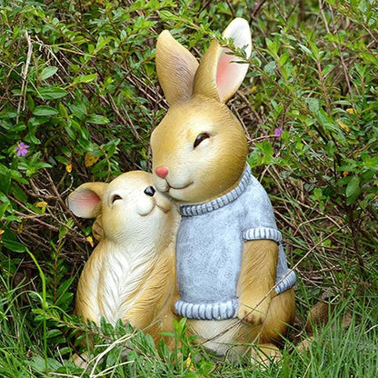 Garden Statues for Outside Yellow Rabbit Outdoor Statue - Resin Garden Sculpture for Outside Decor, 16x14x24 cm, 1kg - Charming Garden Statues for Outdoor Spaces Gardening Gifts