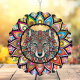 Hanging Wolf Wind Spinner for Outdoor Indoor 3D Stainless Steel Wind Sculptures 10 Inch Cool Animal Metal Wind Spinner for Yard Garden Living Room Zoo Great Gift for Women Friend