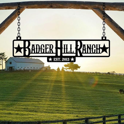 Personalized Metal Farm Sign, Customized Family Name Ranch Sign, Large Last Name Sign for Farmhouse Decoration, Outdoor Farm Wall Art, Welcome Sign, Entrance Gate Sign, Farm Lovers Gift, Garden Decor