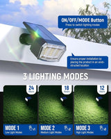 AUDERWIN Solar Spot Lights Outdoor 63 LED 3 Lighting,Waterproof IP65 Modes Spotlights for Outside House Yard Garden Landscape Lights 3 Pack (Natural Light)
