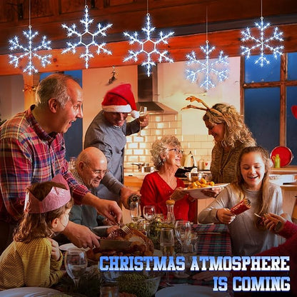 Tuanse 8 Pcs Christmas Silhouette Window Lights Christmas Snowflake Lights with Remote Control LED Lighted Snowflake Decorations Xmas for Window Wall (Blue)