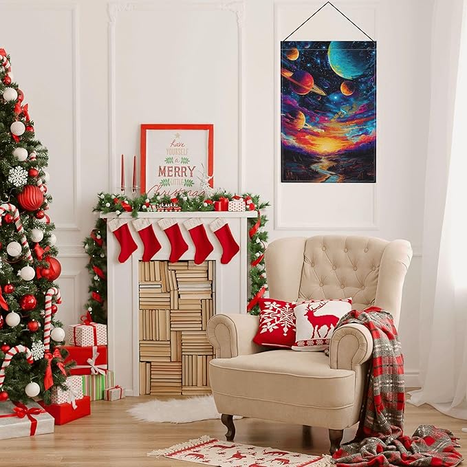 Galaxy Starry Sky Planet Garden Flag Seasonal Double Sided 12 x 18 Inch Small Yard Flag for Indoor Outdoor Decor Holiday All Seasons