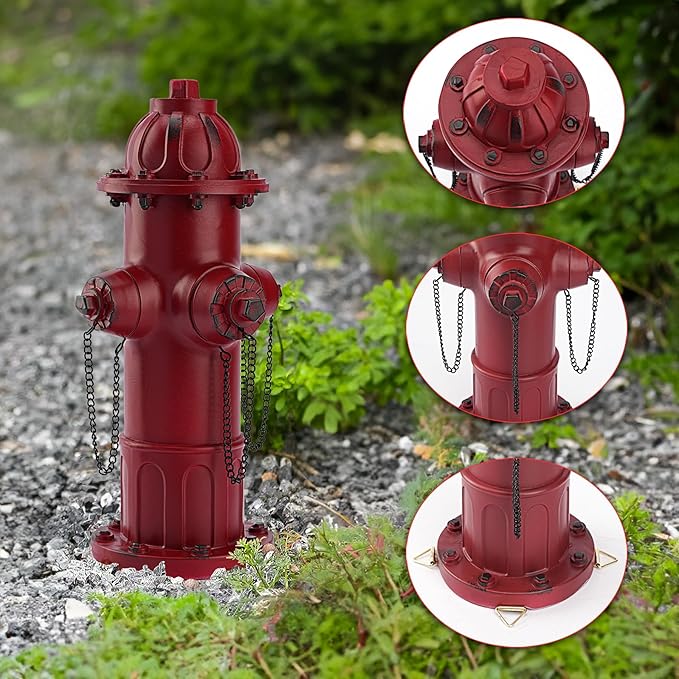 Realistic Resin Fire Hydrant Statue for Potty Training Dogs - Dog Fire Hydrant Pee Post, Weather-Resistant Garden Decor,Outdoor Garden & Lawn Ornament(Suitable for Small Dogs;13.1In;Retro Red)