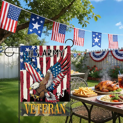Dyrenson 4th of July Patriotic Bald Eagle Decorative Garden Flag, America USA Army Veteran Yard Outside Home Decoration, American Burlap Outdoor Small Decor Double Sided 12 x 18