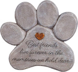 Evergreen Garden 11" Paw Shaped Pet Memorial Garden Stone, Best Friends Live Forever