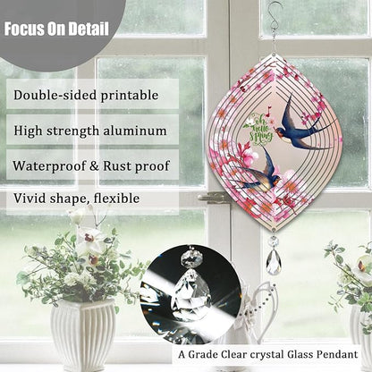 4Pack 10inch Sublimation Wind Spinner Blanks 3D Aluminum Metal Wind Sculpture Kinetic Spinners for Yard and Garden Indoor Art Ornaments Hanging Decoration (Pointy Oval)