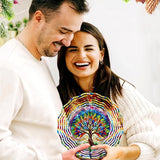 Tree of Life Wind Spinner 3D Stainless Steel Hanging Wind Spinners 10 Inch Stained Glass Style Multi-Color Kinetic Decor for Indoor and Outdoor Spaces Christmas