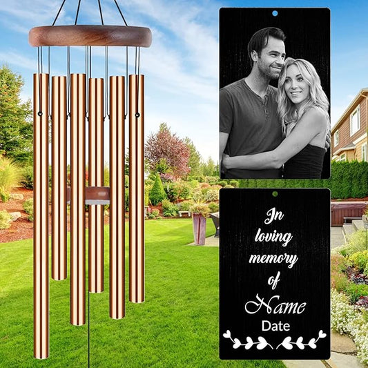 Personalized Wind Chimes Memorial Engraved Gift,Custom Sympathy Wind Chime for Loss of Loved One,Customized Mother Father Dog Pet Family Remembrance Bereavement Gifts