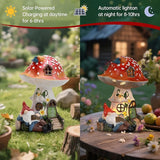 Solar Mushroom Statue Outdoor Decor,Gnome Reading Under Mushroom Figurine with LED Light, Fairy Garden Patio Lawn Yard Decor Christmas Housewarming Gifts for Women Mom Grandma