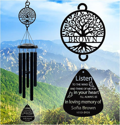 Personalized Memorial Wind Chimes for Loss of Loved One Sympathy Gift in Memory Windchimes Outdoors Bereavement Gifts Remembrance Gift for Loss of Mom Dad (Memorial 2)