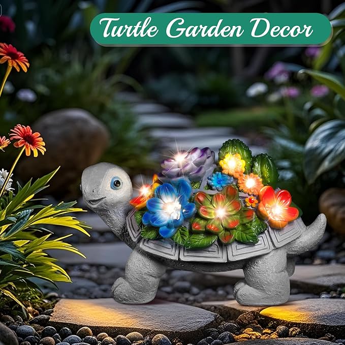 Linkax Mothers Day Gifts for Mom Grandma Wife Sister Nana from Daughter Son Husband, Birthday Gifts for Women Turtle Statues Solar Garden Decor for Outside Yard Outdoor Home Patio Decor