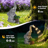 Lyeasw Solar Garden Decor Elephant Statues – Birthday Gifts for Women Mom, Water‑Resistant Watering Elephant Outdoor Decor for Patio, Yard & Porch with Auto On/Off Light, Praying Elephant Ornament